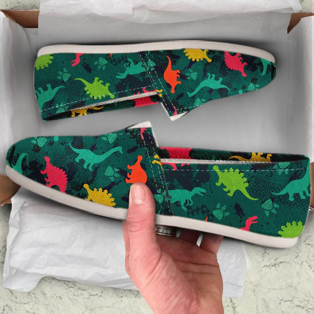 Green Dinosaur Shoes | Custom Canvas Sneakers For Kids & Adults