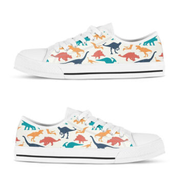 Kawaii Dinosaur Shoes | Custom Low Tops Sneakers For Kids & Adults