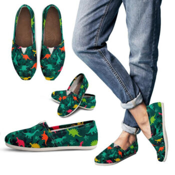 Green Dinosaur Shoes | Custom Canvas Sneakers For Kids & Adults
