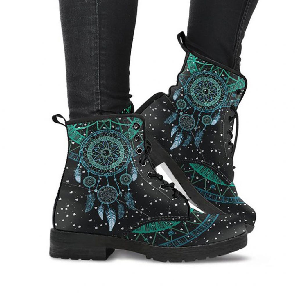 Dream Catcher Designer Boots | Vegan Leather Lace Up Printed Boots For Women