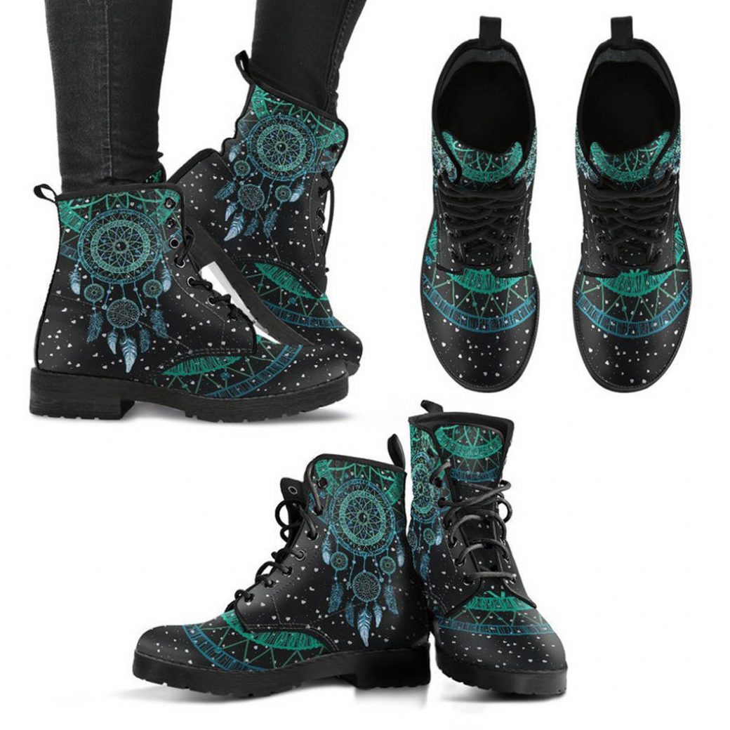 Dream Catcher Designer Boots | Vegan Leather Lace Up Printed Boots For Women
