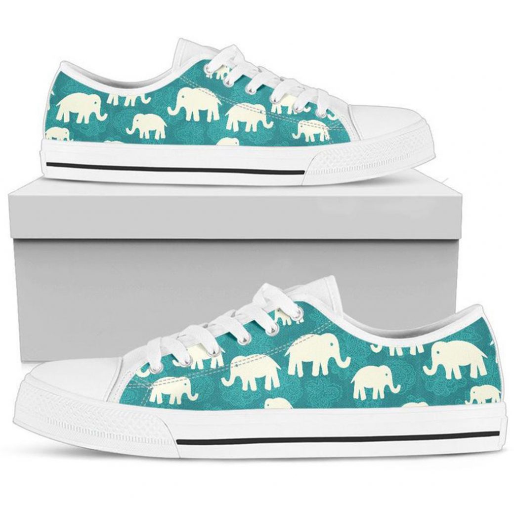 Green Elephant Shoes | Custom Low Tops Sneakers For Kids & Adults