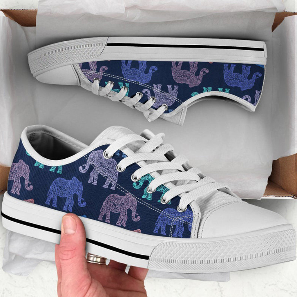 Navy Elephant Shoes | Custom Low Tops Sneakers For Kids & Adults