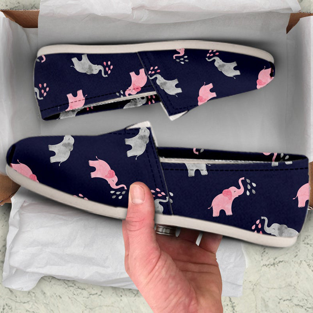 Cute Pink Elephant Shoes | Custom Canvas Sneakers For Kids & Adults