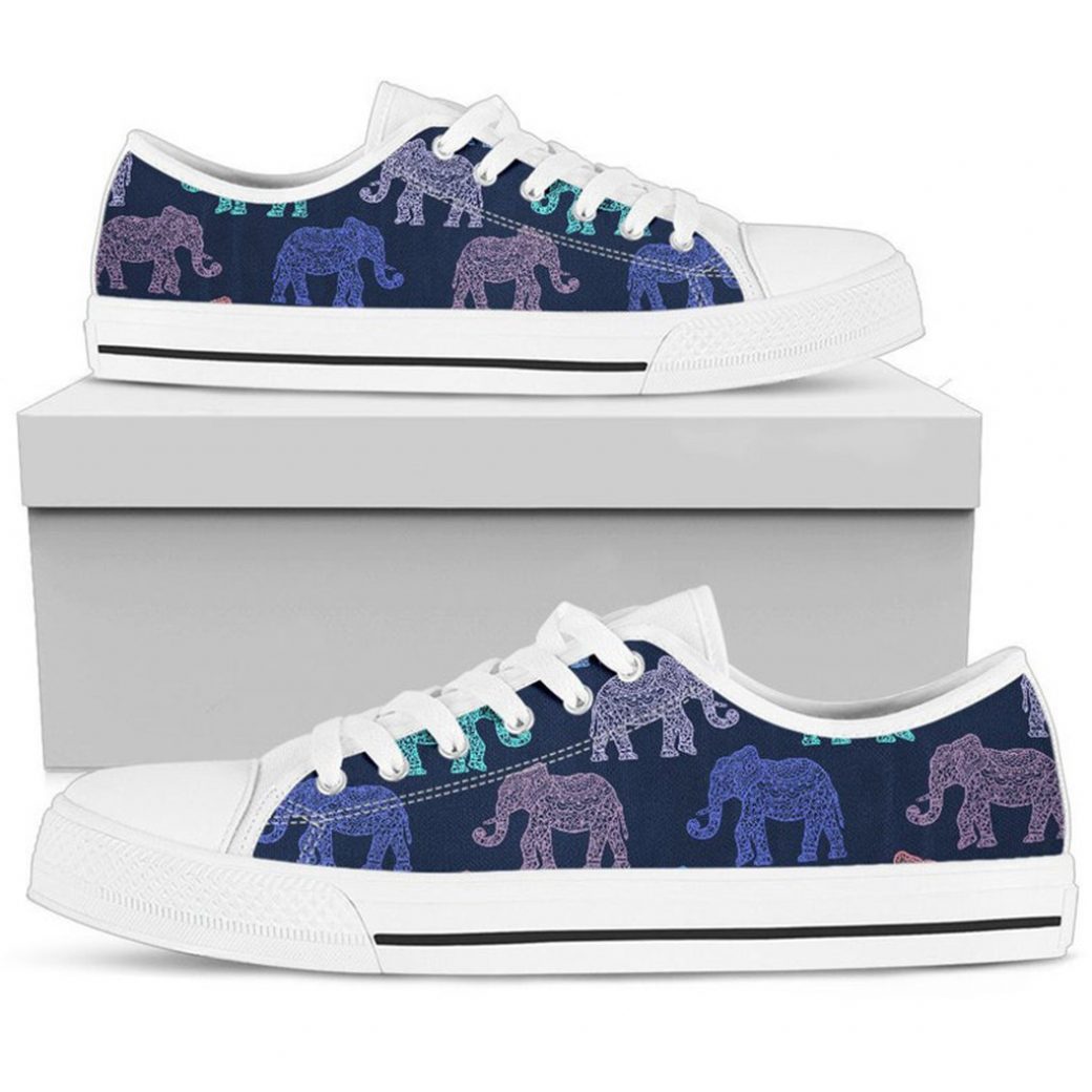 Navy Elephant Shoes | Custom Low Tops Sneakers For Kids & Adults