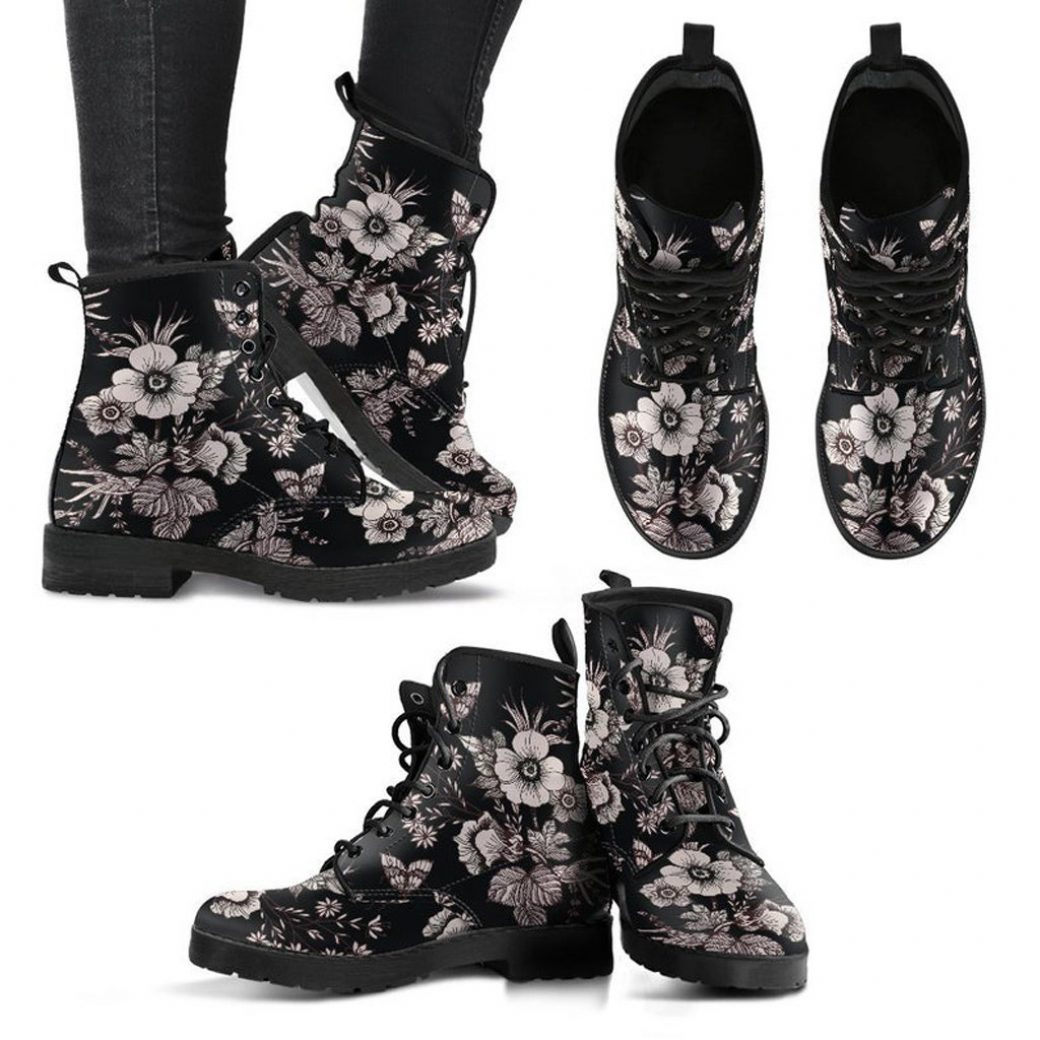 Womens Flower Boots | Vegan Leather Lace Up Printed Boots For Women