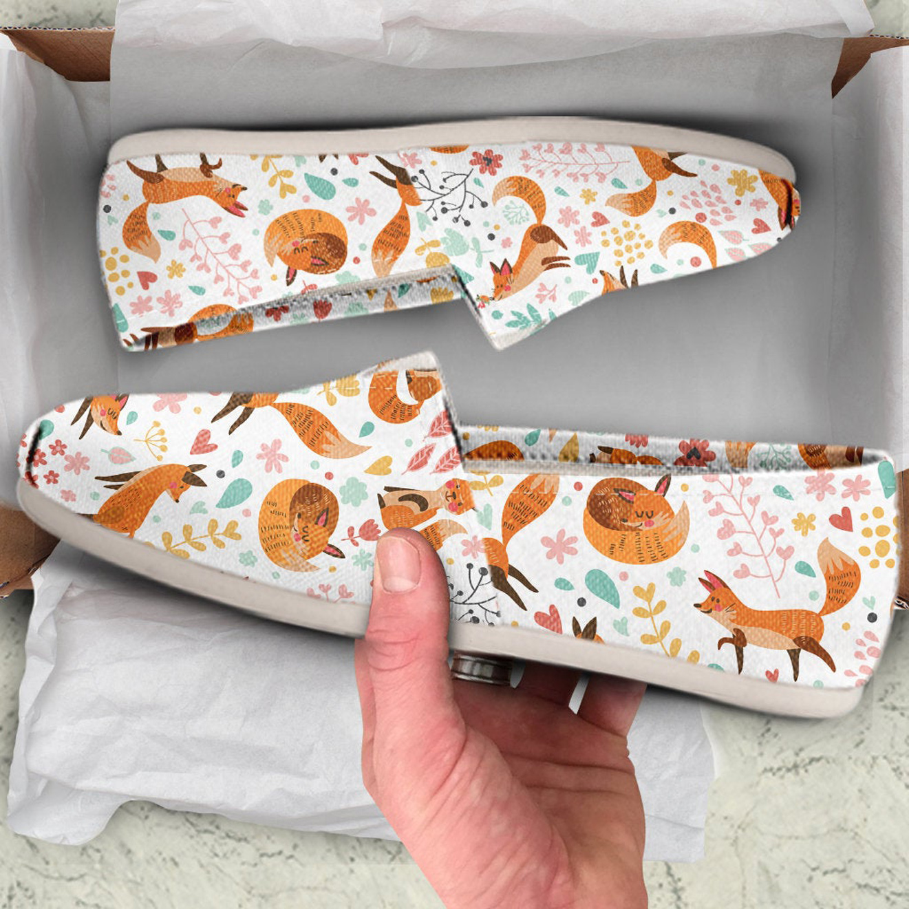 Cute Fox Shoes | Custom Canvas Sneakers For Kids & Adults
