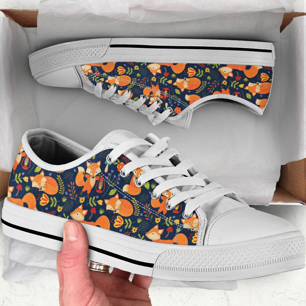 Fox Pattern Shoes | Custom Low Tops Sneakers For Kids & Adults
