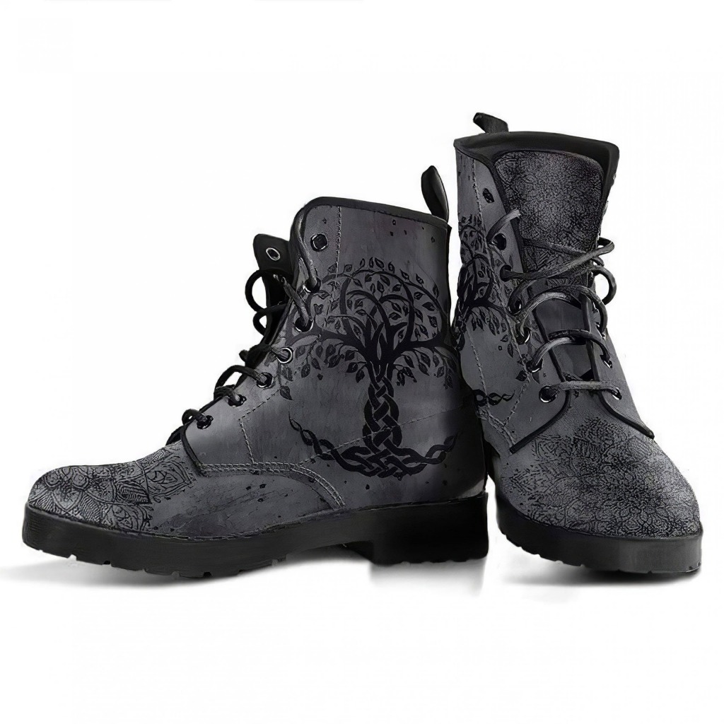 Womens Tree of Life Boots | Vegan Leather Lace Up Printed Boots For Women