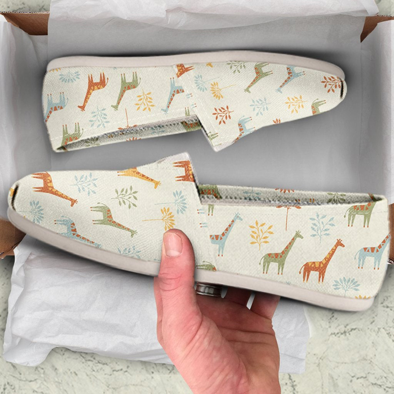 Cute Giraffe Shoes | Custom Canvas Sneakers For Kids & Adults