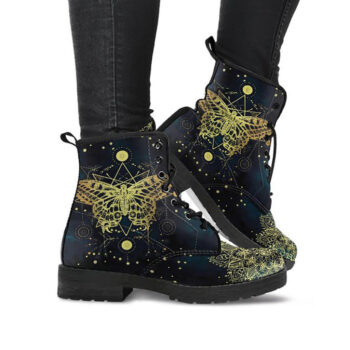 Womens Butterfly Boots | Vegan Leather Lace Up Printed Boots For Women