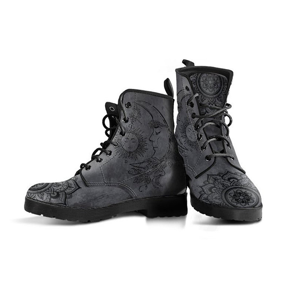 Dark Moon Boots | Vegan Leather Lace Up Printed Boots For Women