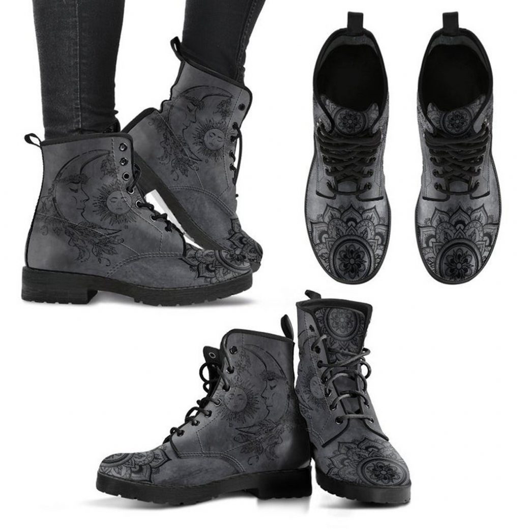 Dark Moon Boots | Vegan Leather Lace Up Printed Boots For Women