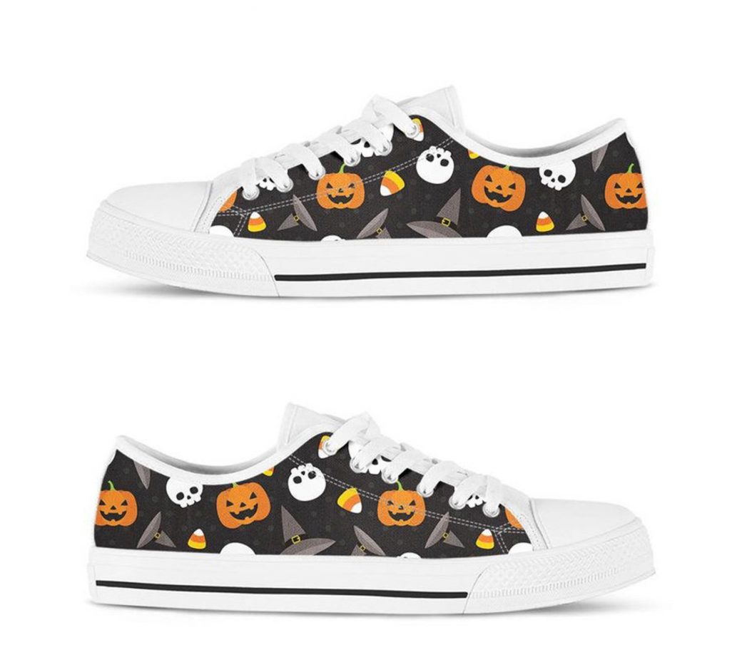 Halloween Pumpkin Shoes | Custom Low Tops Sneakers For Kids & Adults