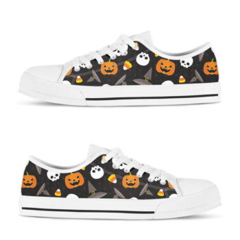 Halloween Pumpkin Shoes | Custom Low Tops Sneakers For Kids & Adults