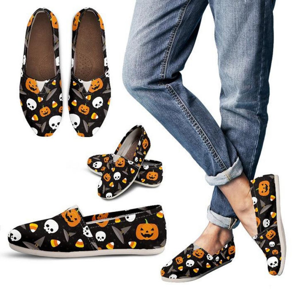 Halloween Pumpkin Shoes | Custom Canvas Sneakers For Kids & Adults