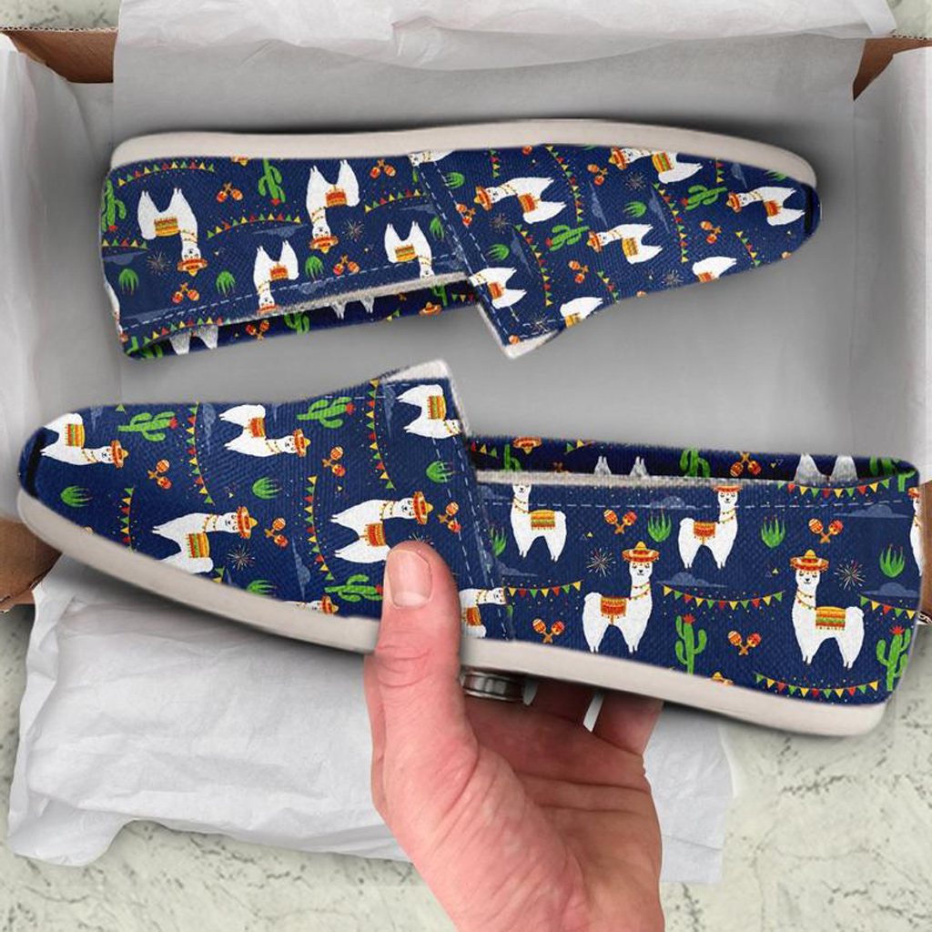 Navy Llama Shoes | Custom Canvas Sneakers For Kids & Adults