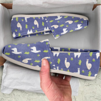 Cute Llama Slip-On Shoes | Custom Canvas Sneakers For Kids & Adults