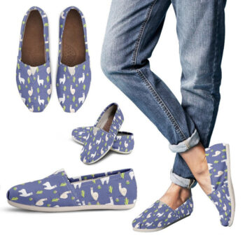 Cute Llama Slip-On Shoes | Custom Canvas Sneakers For Kids & Adults