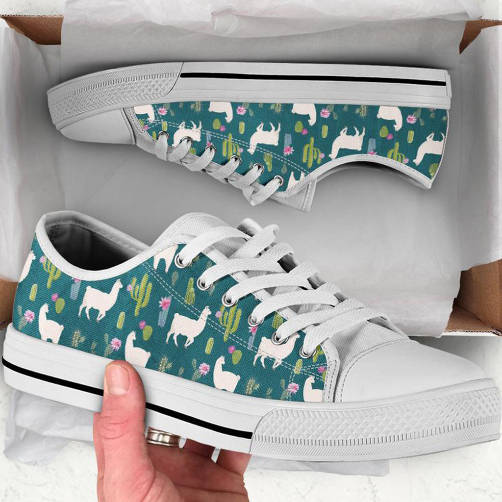 Green Llama Shoes | Custom Low Tops Sneakers For Kids & Adults