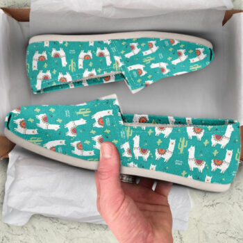 Green Llama Shoes | Custom Canvas Sneakers For Kids & Adults