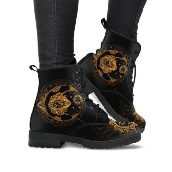 Sun and Moon Boots | Vegan Leather Lace Up Printed Boots For Women