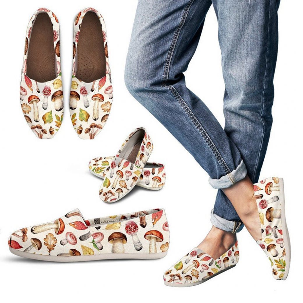 Mushroom Slip On Shoes | Custom Canvas Sneakers For Kids & Adults