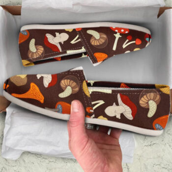 Brown Mushroom Shoes | Custom Canvas Sneakers For Kids & Adults