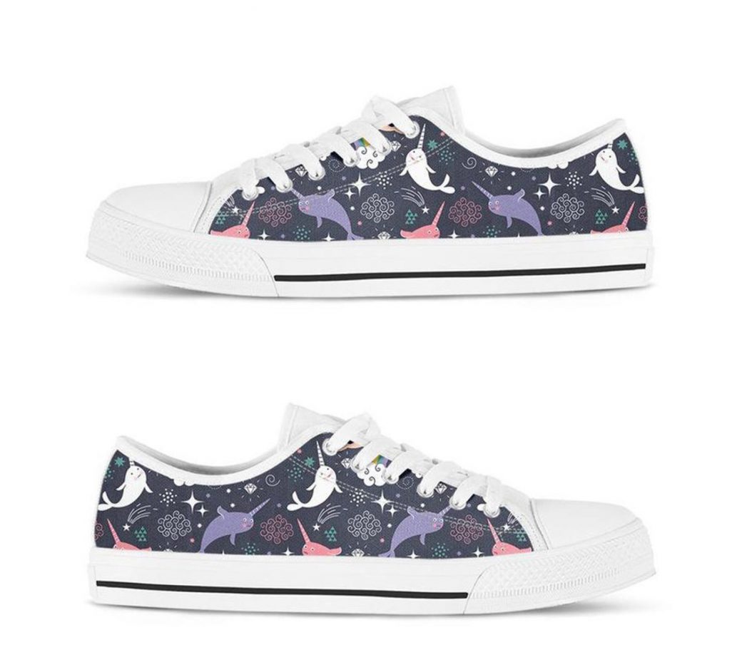 Low Top Narwhal Shoes | Custom Low Tops Sneakers For Kids & Adults