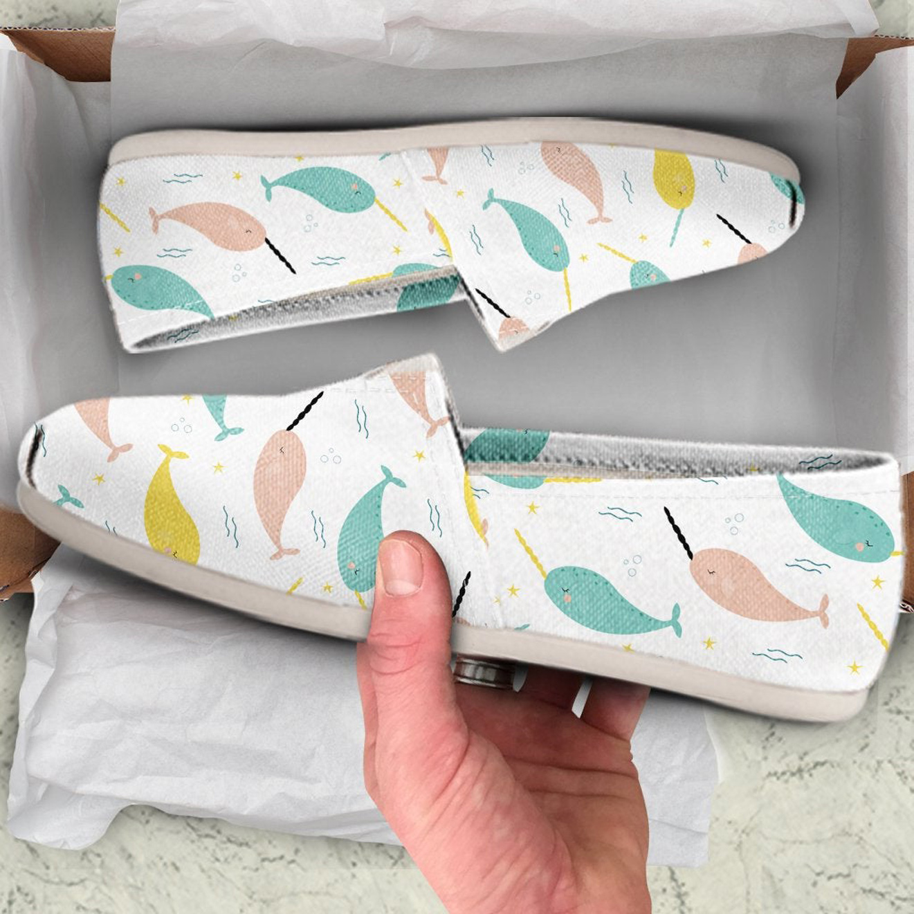Cute Narwhal Shoes | Custom Canvas Sneakers For Kids & Adults