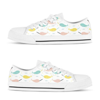 White Narwhal Shoes | Custom Low Tops Sneakers For Kids & Adults