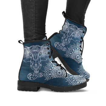 Cool Elephant Boots | Vegan Leather Lace Up Printed Boots For Women