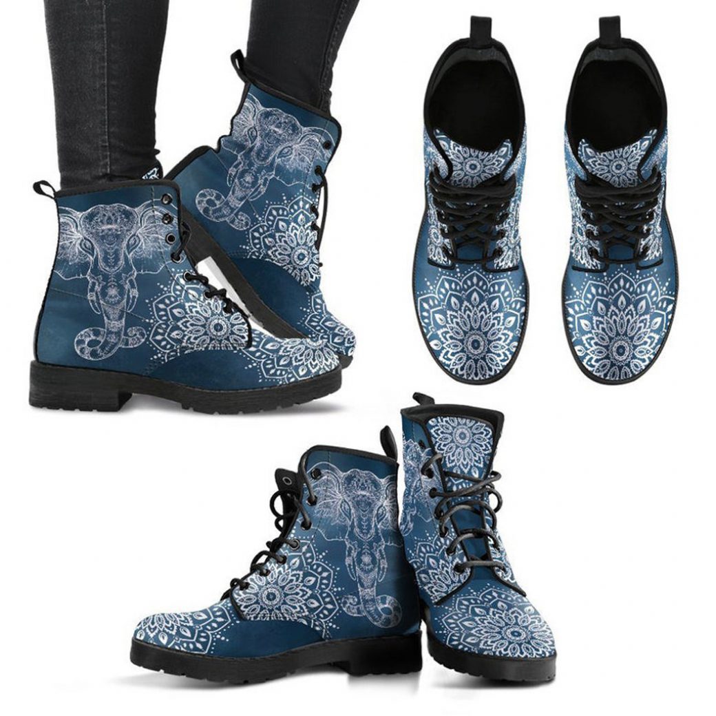 Cool Elephant Boots | Vegan Leather Lace Up Printed Boots For Women
