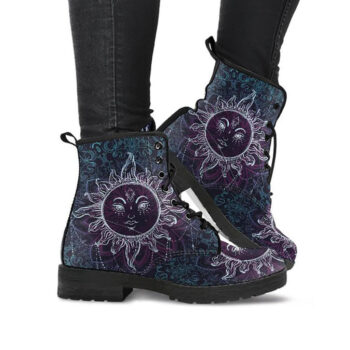 Sun Mandala Boots | Vegan Leather Lace Up Printed Boots For Women