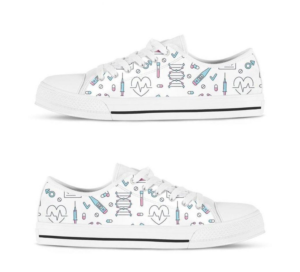 White Nurse Shoes | Custom Low Tops Sneakers For Kids & Adults