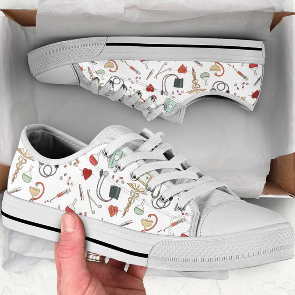 Cute Nurse Shoes | Custom Low Tops Sneakers For Kids & Adults