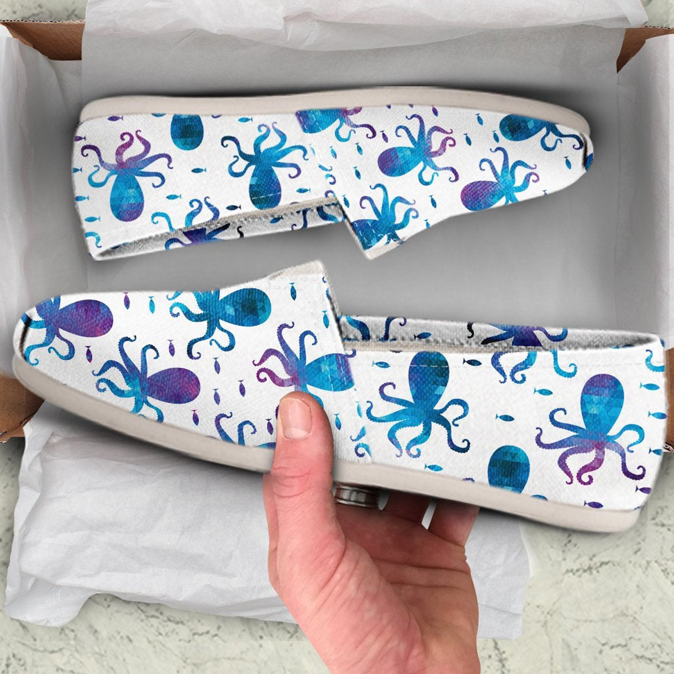 Blue Octopus Shoes | Custom Canvas Sneakers For Kids & Adults