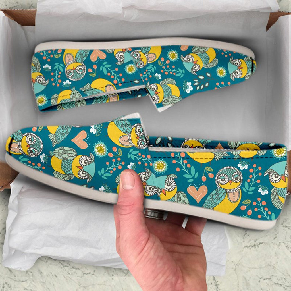 Owl Printed Shoes | Custom Canvas Sneakers For Kids & Adults