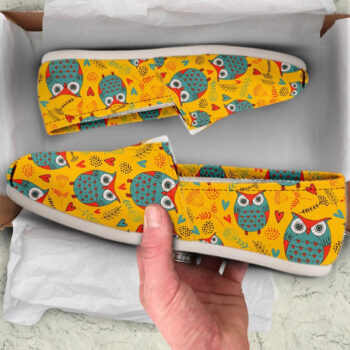 Mustard Owl Shoes | Custom Canvas Sneakers For Kids & Adults