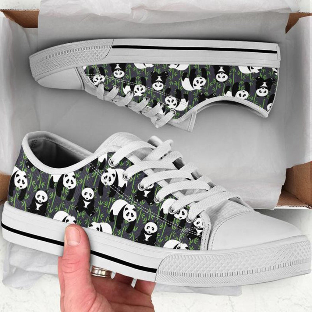 Kawaii Panda Shoes | Custom Low Tops Sneakers For Kids & Adults