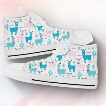 Pastel Llama Shoes | Custom High Top Sneakers For Kids & Adults