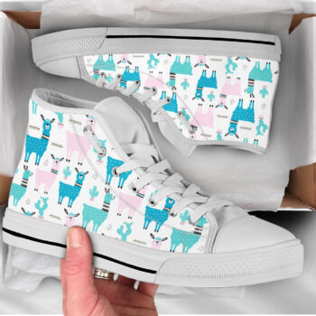 Pastel Llama Shoes | Custom High Top Sneakers For Kids & Adults