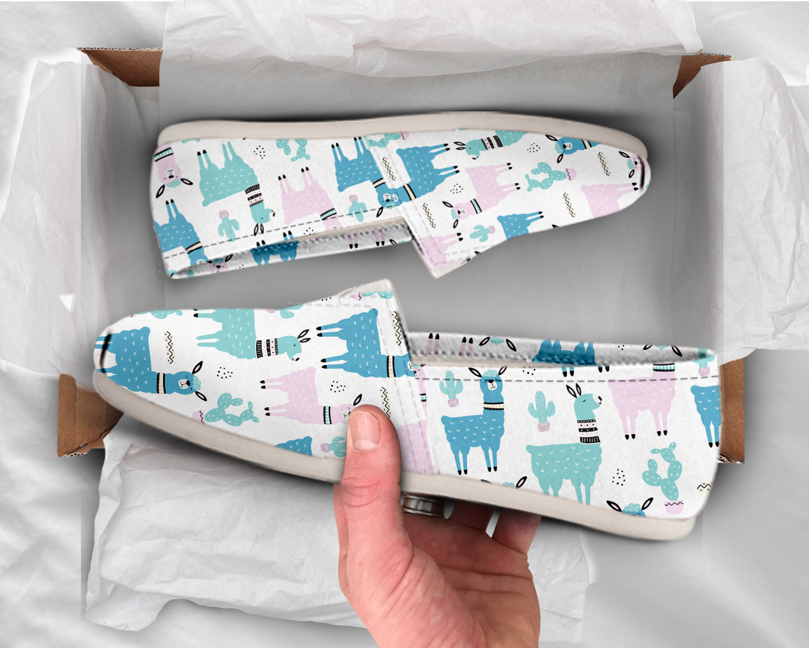 Pastel Llama Shoes | Custom Canvas Sneakers For Kids & Adults