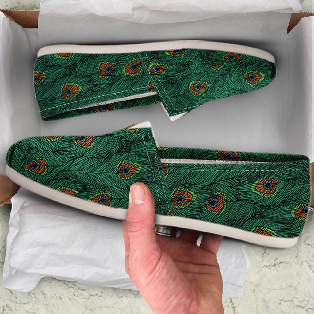 Peacock Feather Shoes| Custom Canvas Sneakers For Kids & Adults