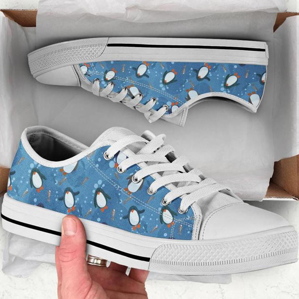 Blue Penguin Shoes | Custom Low Tops Sneakers For Kids & Adults