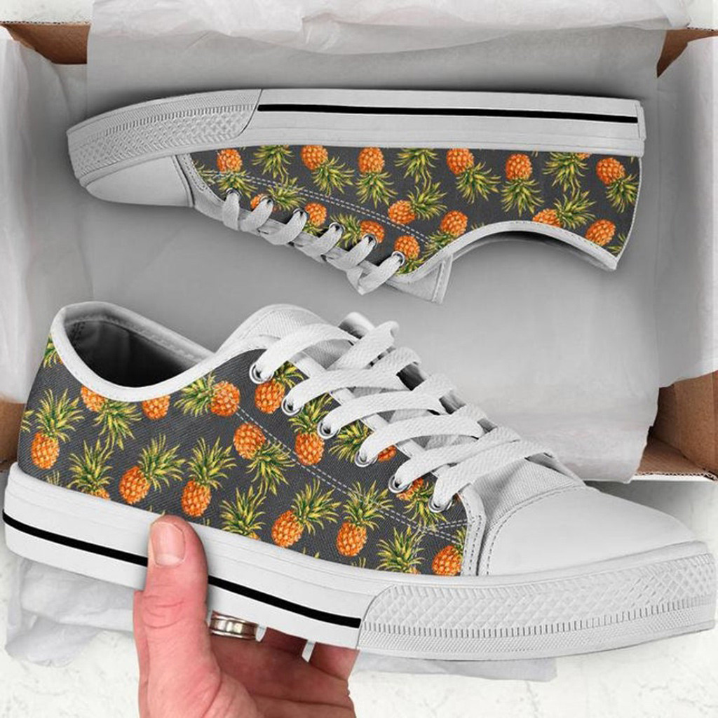 Pineapple Printed Shoes | Custom Low Tops Sneakers For Kids & Adults