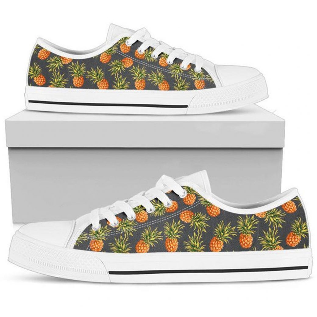 Pineapple Printed Shoes | Custom Low Tops Sneakers For Kids & Adults