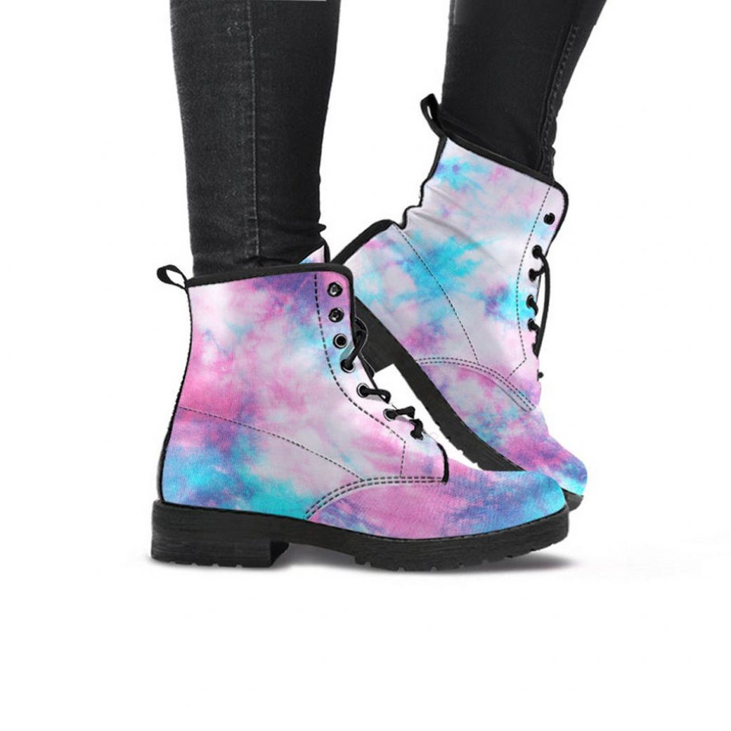 Colorful Tie Dye Boots | Vegan Leather Lace Up Printed Boots For Women