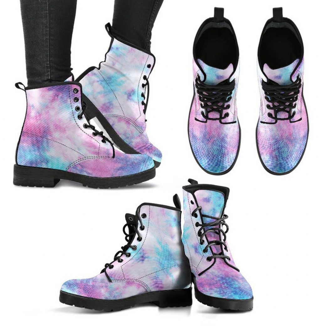 Colorful Tie Dye Boots | Vegan Leather Lace Up Printed Boots For Women