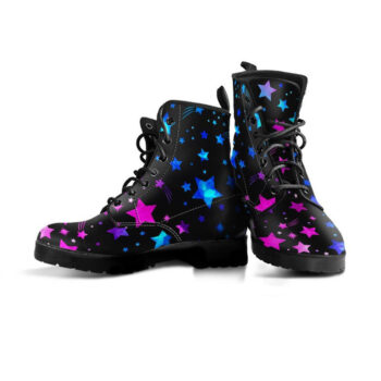 Star Printed Boots | Vegan Leather Lace Up Printed Boots For Women